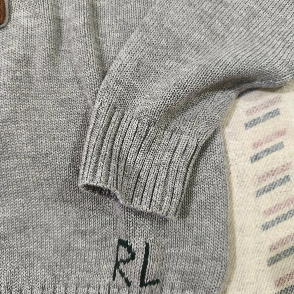 Polo by Ralph Lauren Light Grey Bear Patch Crewneck Sweater